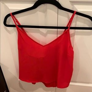 Red chiffon spaghetti strap top
